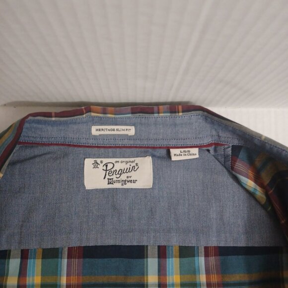 ORIGINAL PENGUIN HERITAGE SLIM FIT LONG SLEEVE PLAID BUTTON UP SHIRT - Picture 5 of 10